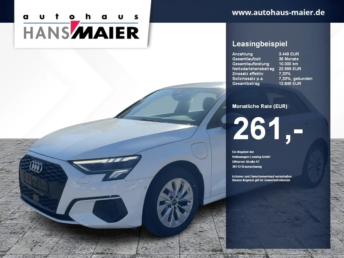 Audi A3 Sportback TFSI e basis Navi LED SH VC Stronic Weiß - 1