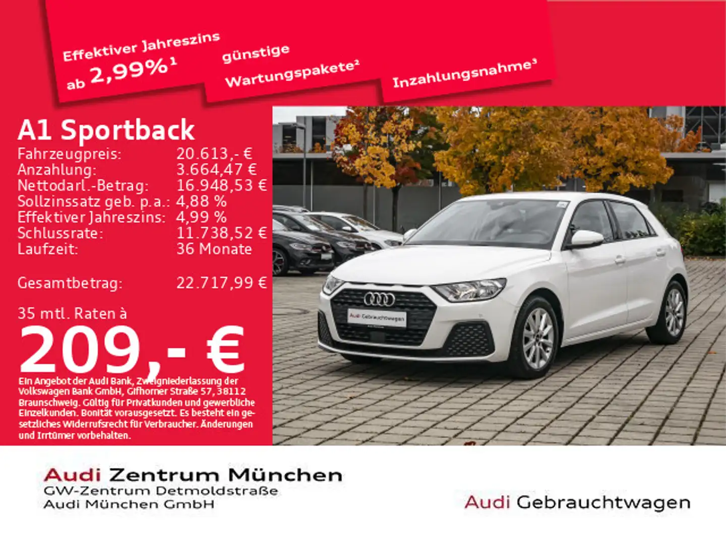 Audi A1 30 TFSI Navi+/ACC/Kamera Weiß - 1