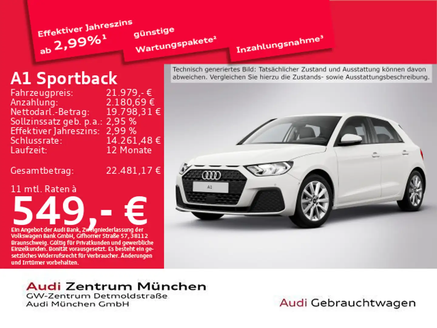 Audi A1 30 TFSI Navi+/ACC/Kamera Weiß - 1