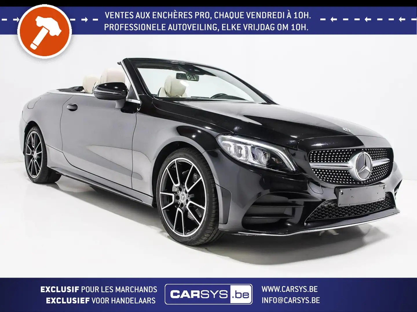 Mercedes-Benz C 180 CABRIOLET - AMG JA19 - MULTI LED - CAM - CUIR -... Noir - 1