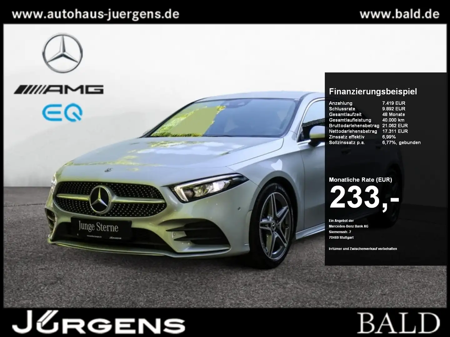 Mercedes-Benz A 200 Limo AMG-Sport/LED/Cam/Totw/Ambiente/18' Ezüst - 1