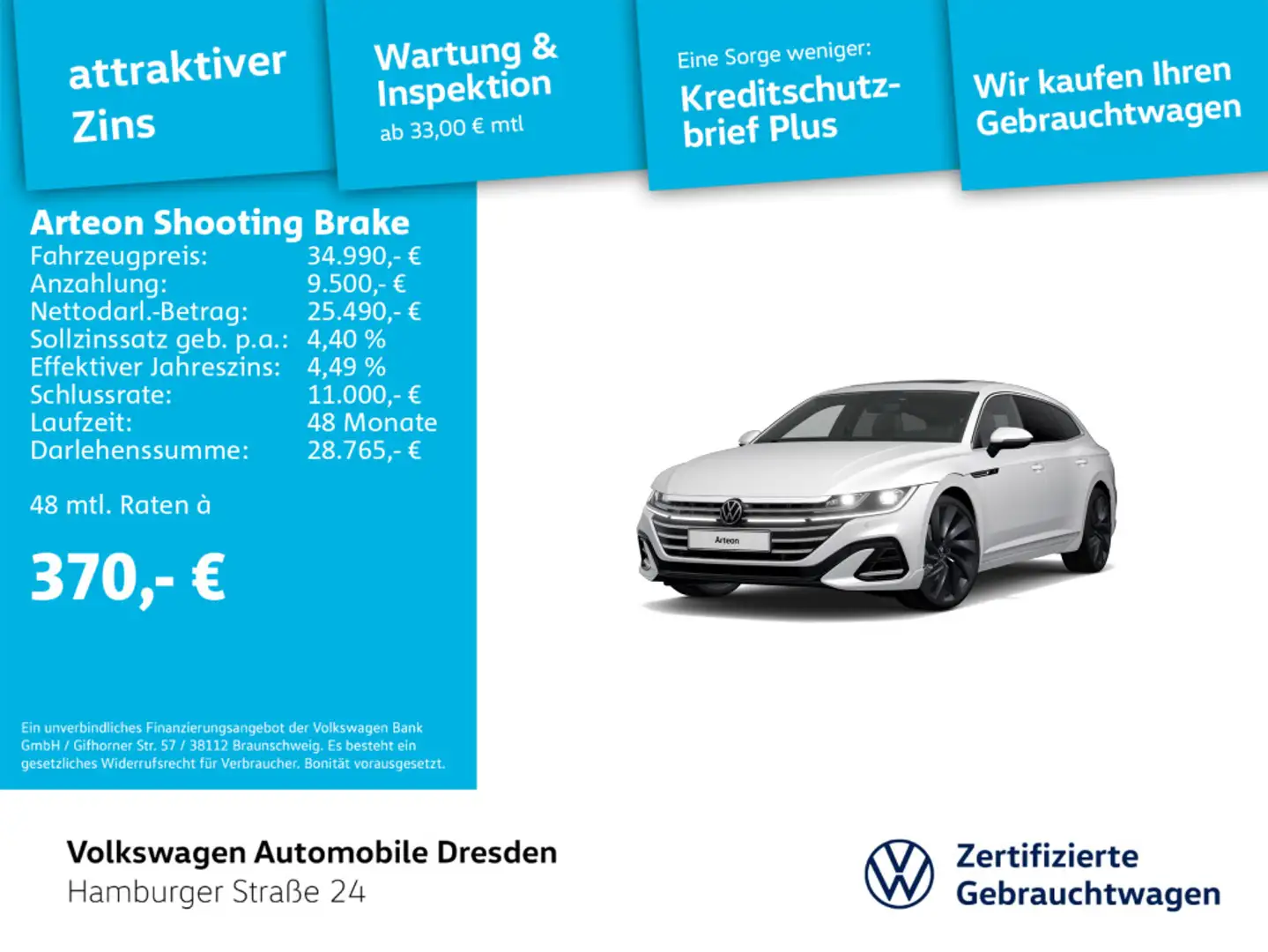 Volkswagen Arteon R-Line 2.0 TSI DSG IQ DCC Weiß - 1