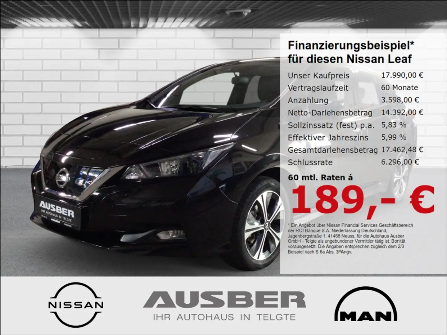 Nissan Leaf e+ N-Connecta 62 kWh Winterpaket Noir - 1