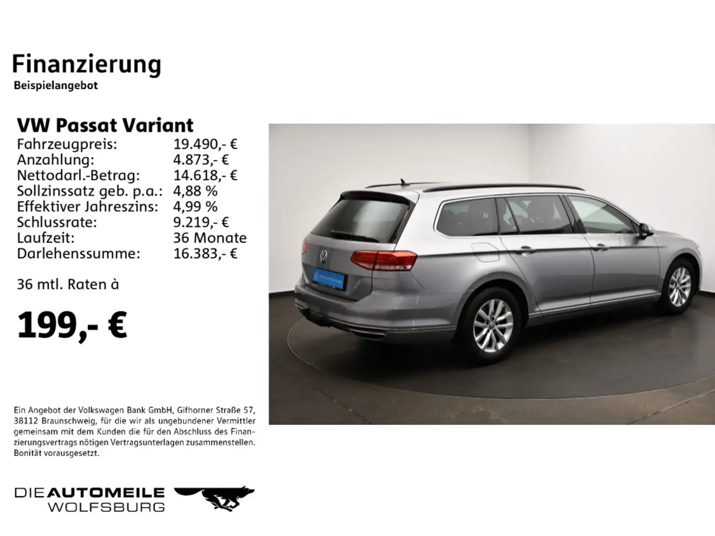 Volkswagen Passat Variant 2.0 TDI DSG Comfortline ACC/Einpa Silber - 2