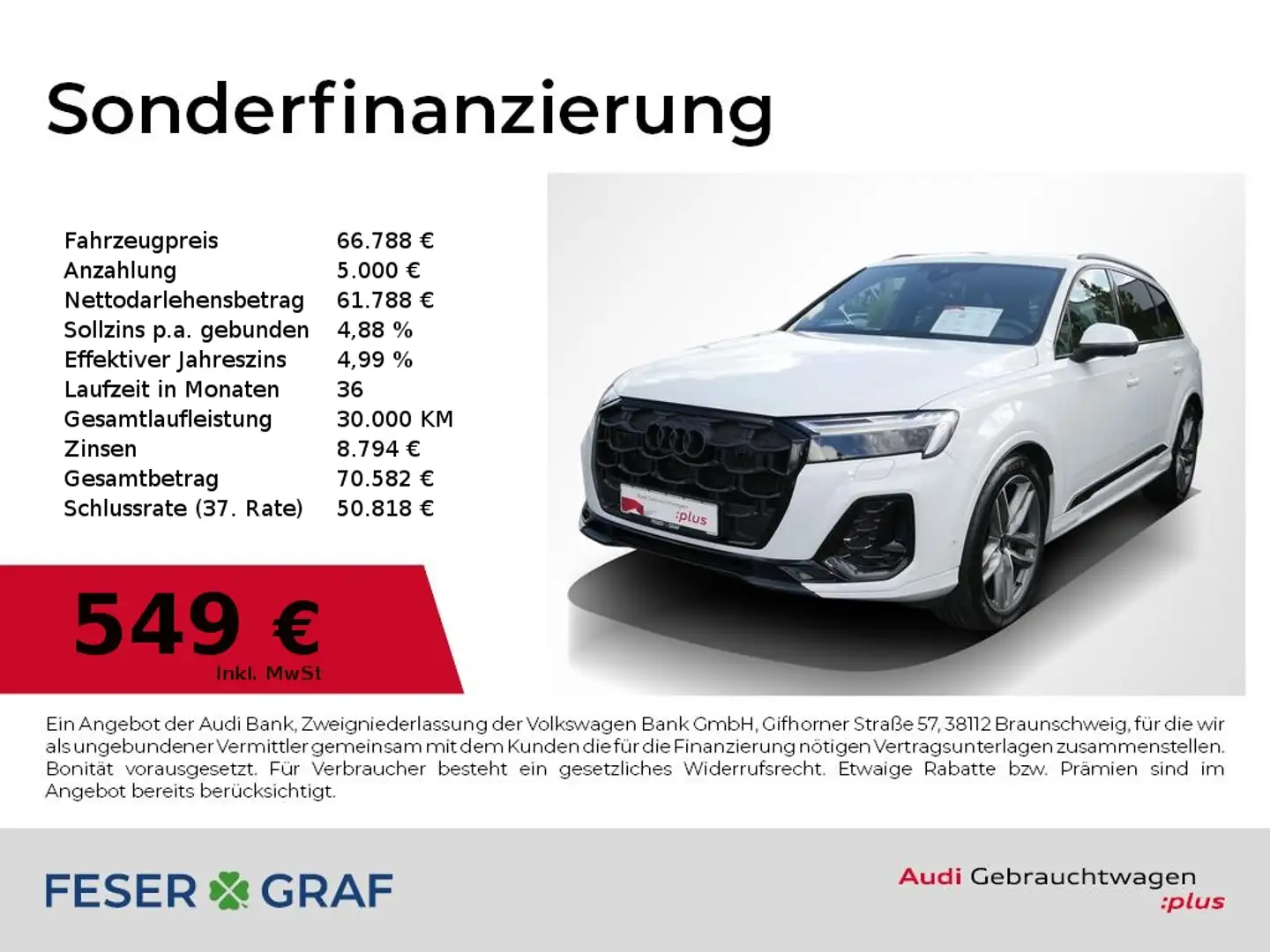 Audi Q7 45 TDI S line Ext/Matrix/HuD/Luft/Air/AHK/360/21 Z Wit - 1