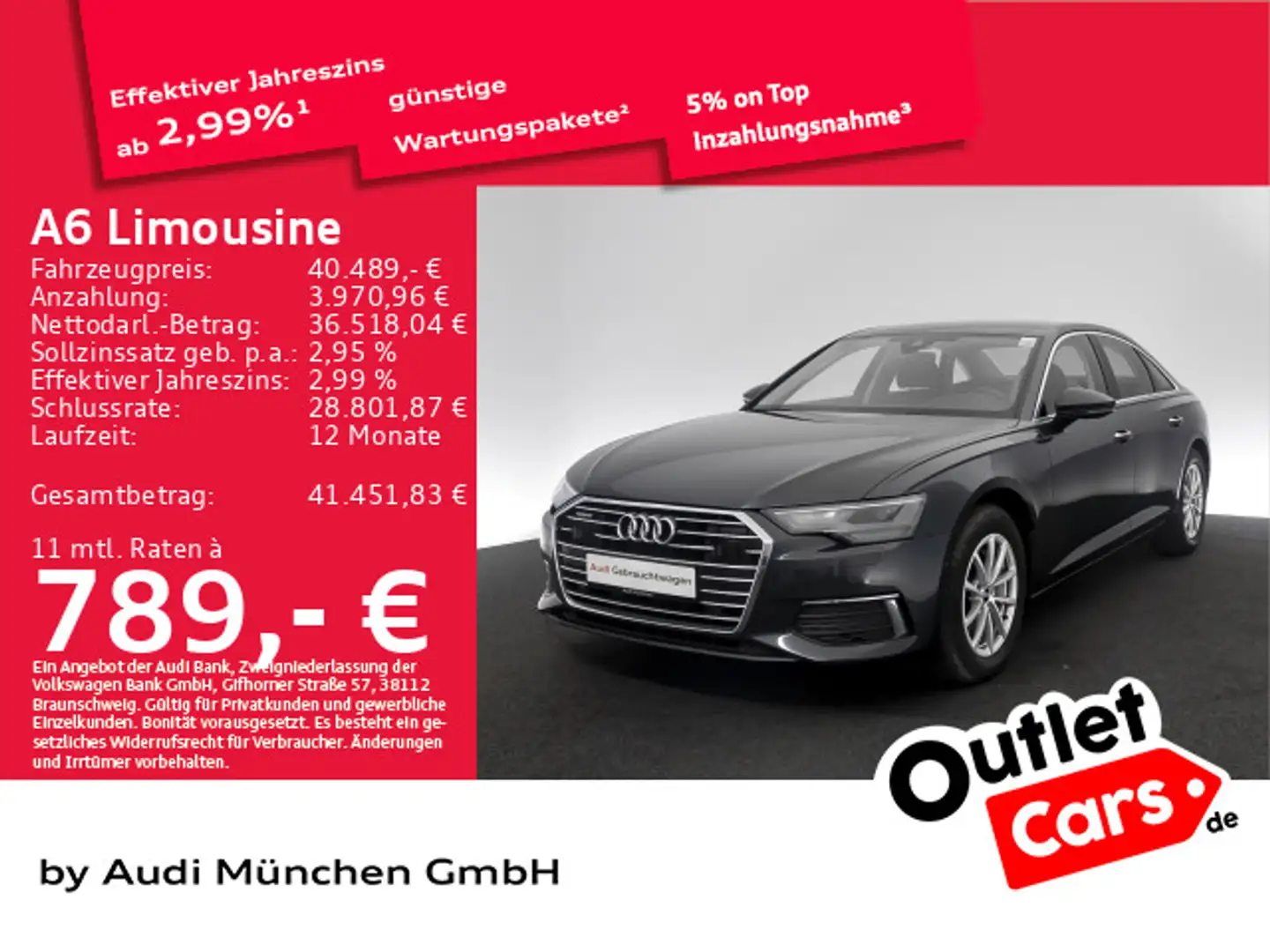 Audi A6 45 TDI qu. S tronic Design AHK/ACC/ Grau - 1