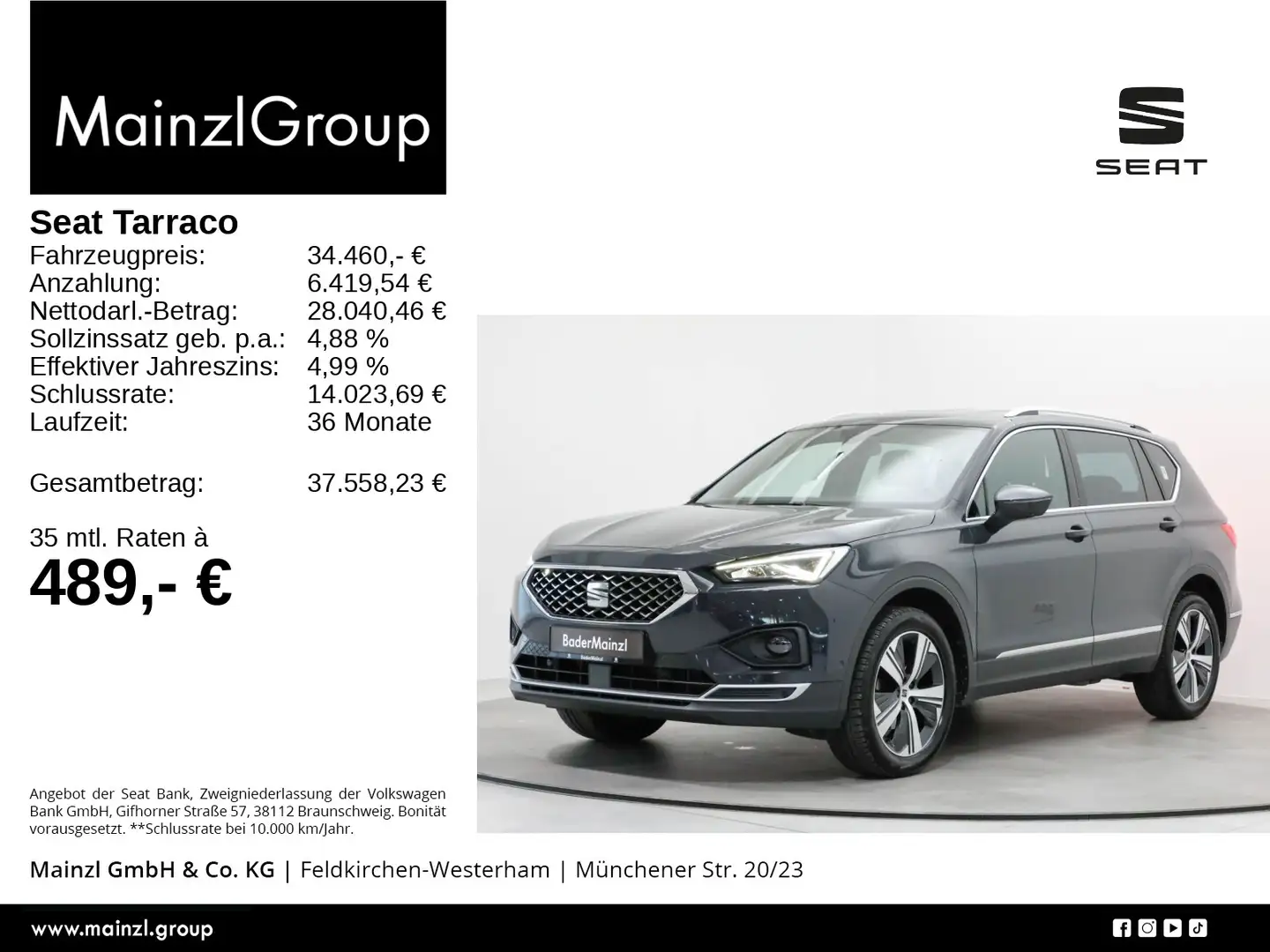 SEAT Tarraco 1.5 TSI DSG Xcellence ACC Navi Leder Kam Grau - 1