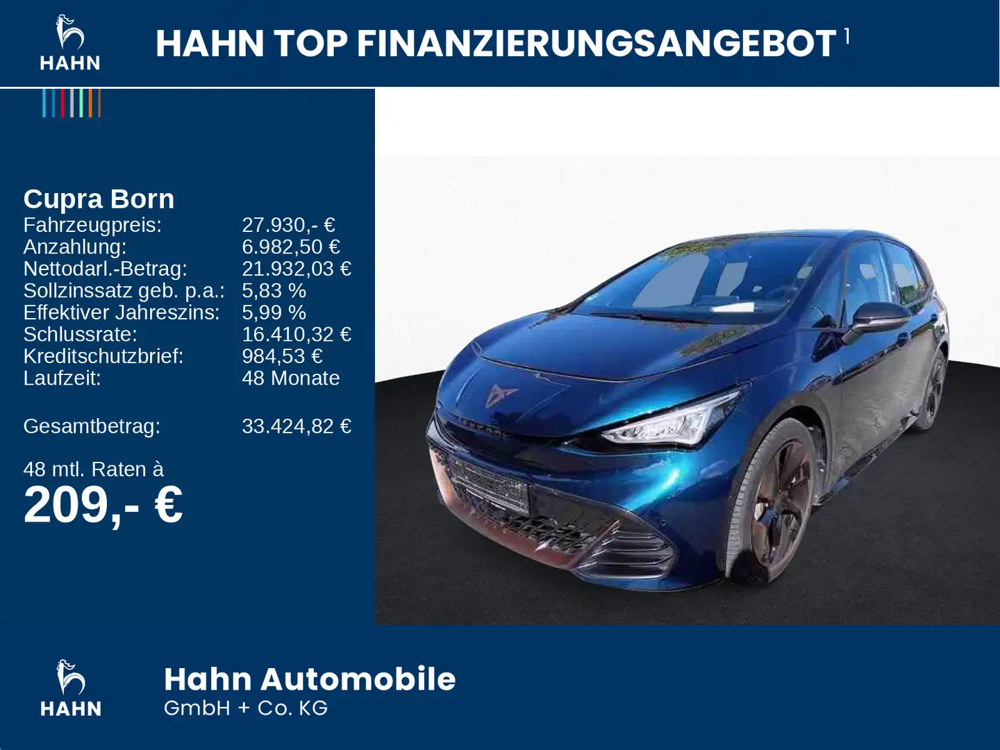 CUPRA Born 170 Basis Wärmepumpe Navi Beats LED CAM Blau - 2