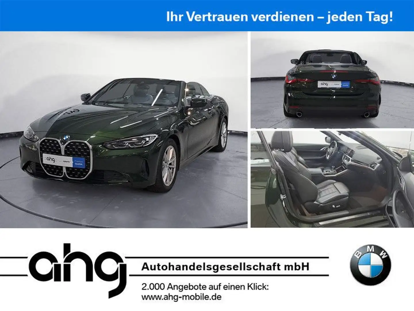 BMW 420 i Cabrio Aut. Klimaaut.Nackenwärmer HIFI Lank Vert - 1