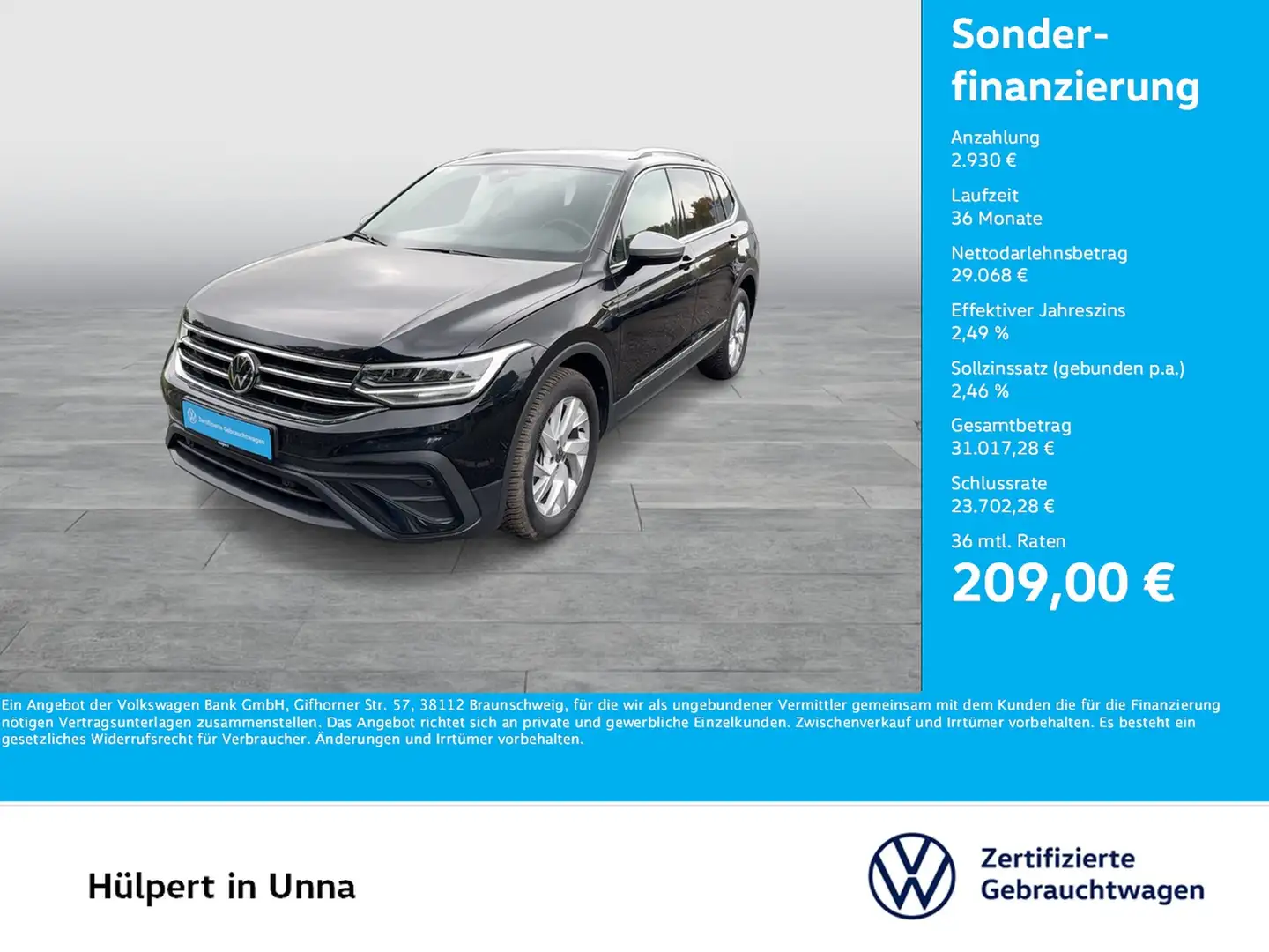 Volkswagen Tiguan Allspace 1.5 LIFE 7SITZE AHK ACC LM18 NAVI Noir - 1