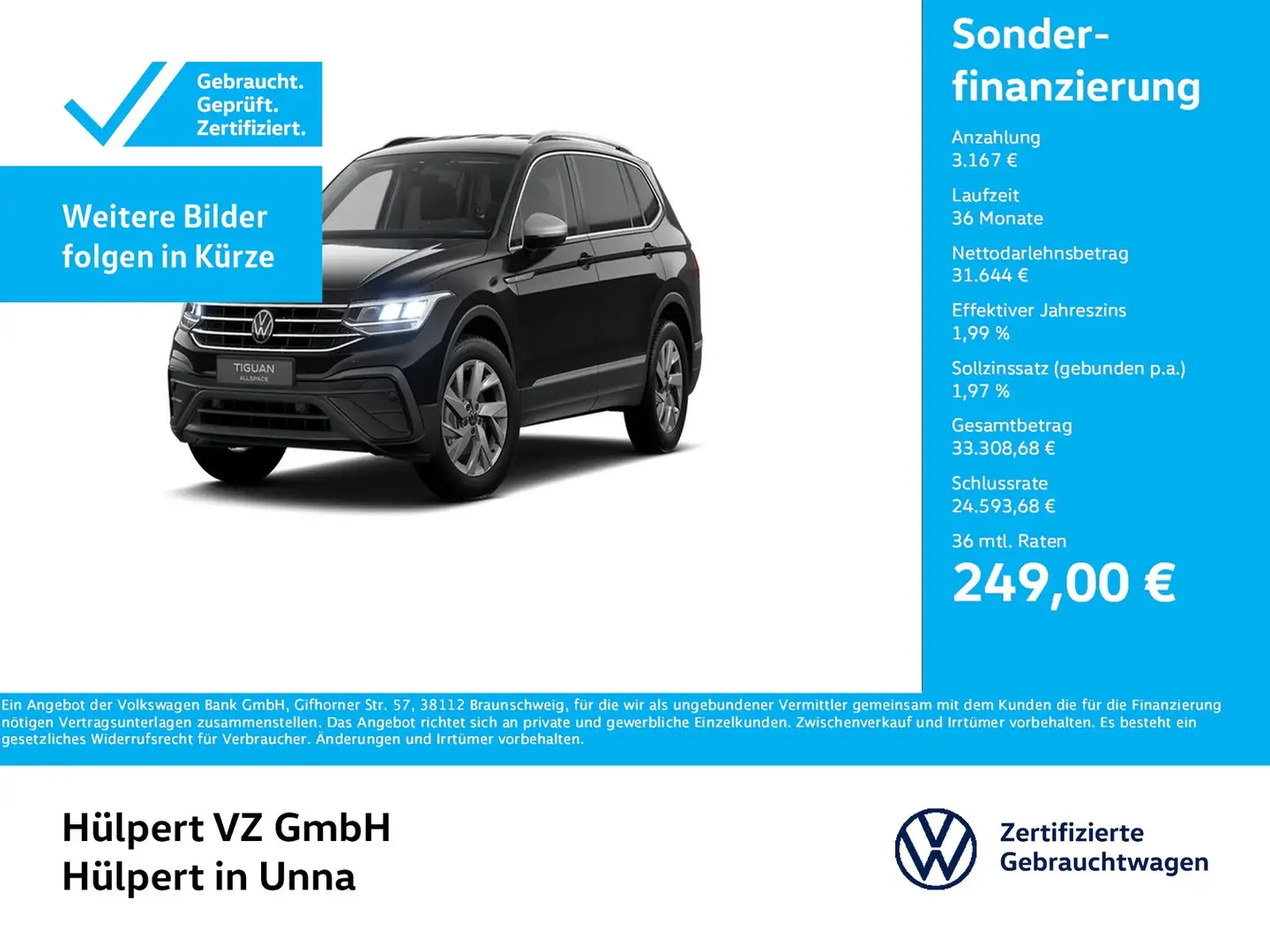 Volkswagen Tiguan Allspace 1.5 LIFE 7SITZE AHK ACC LM18 NAVI Noir - 1