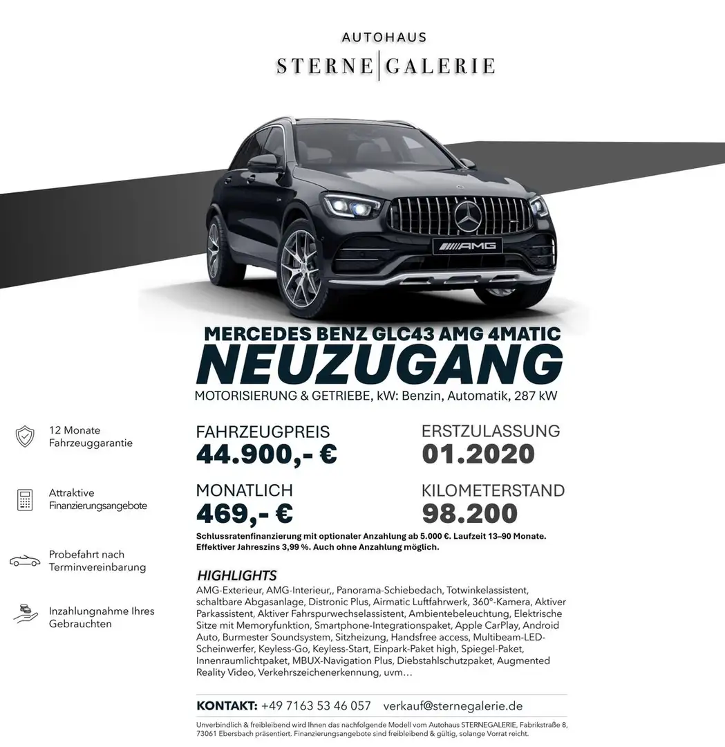 Mercedes-Benz GLC 43 AMG AMG/PANO/360°/DISTRO+/BURMESTER Noir - 1