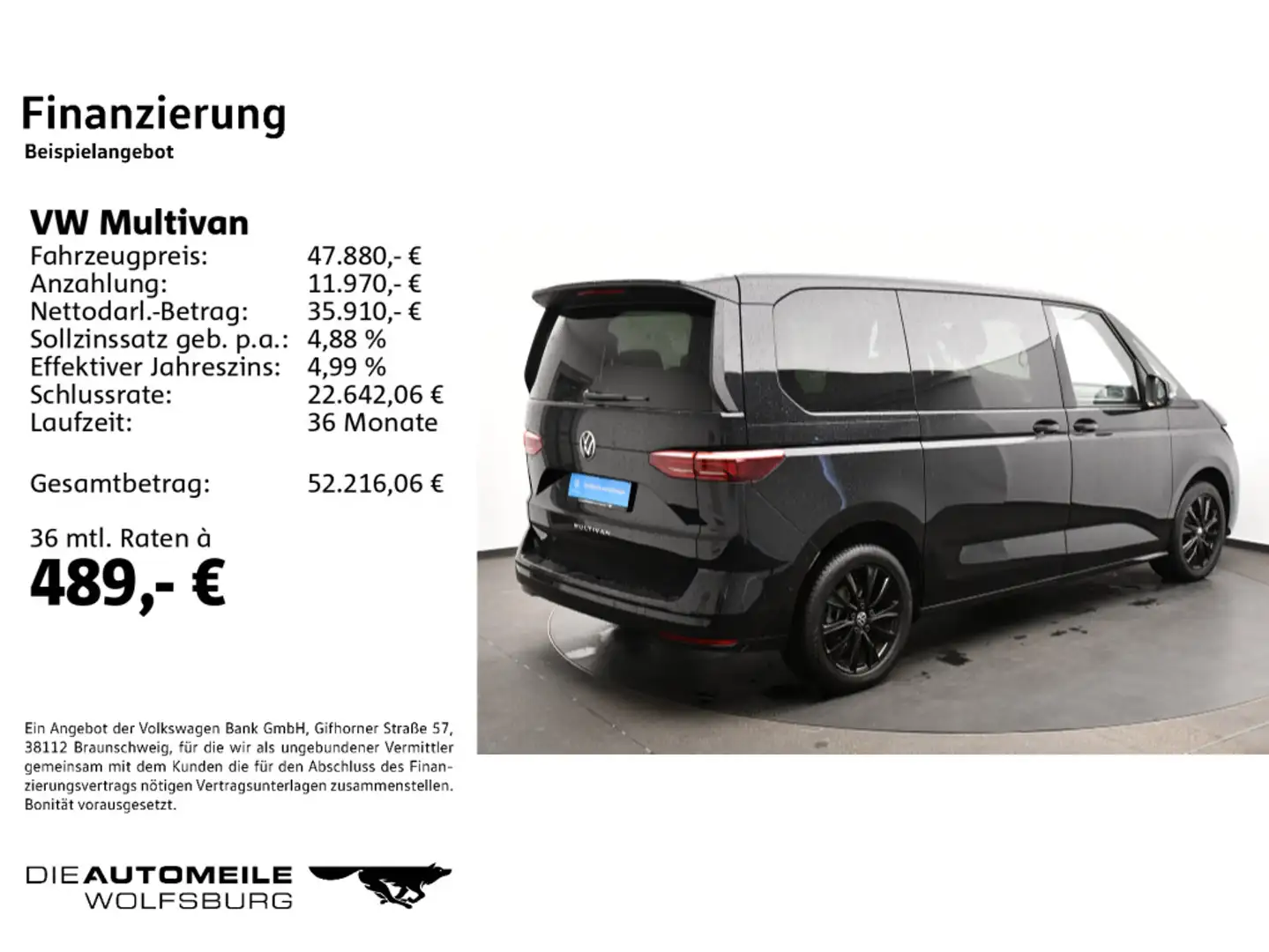 Volkswagen T7 Multivan T2.0 Multivan TDI DSG Life Pano/ACC/Rüc Schwarz - 2