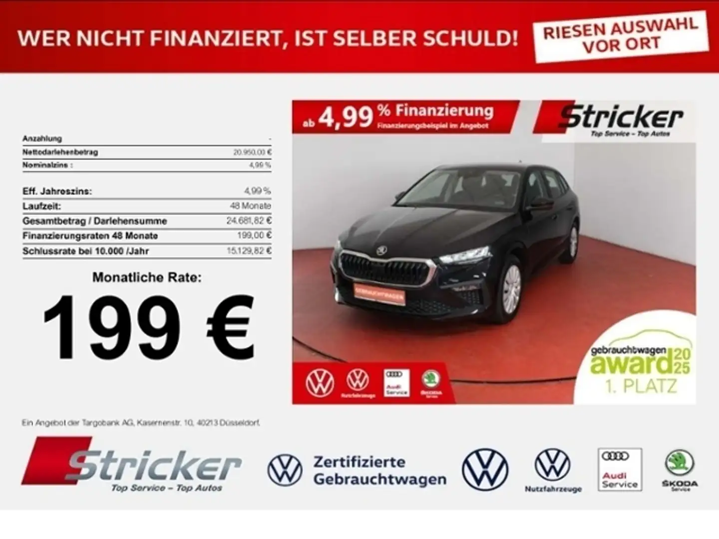 Skoda Scala Essence 1.0TSI DSG 199,-ohne Anzahlung AHK Schwarz - 1