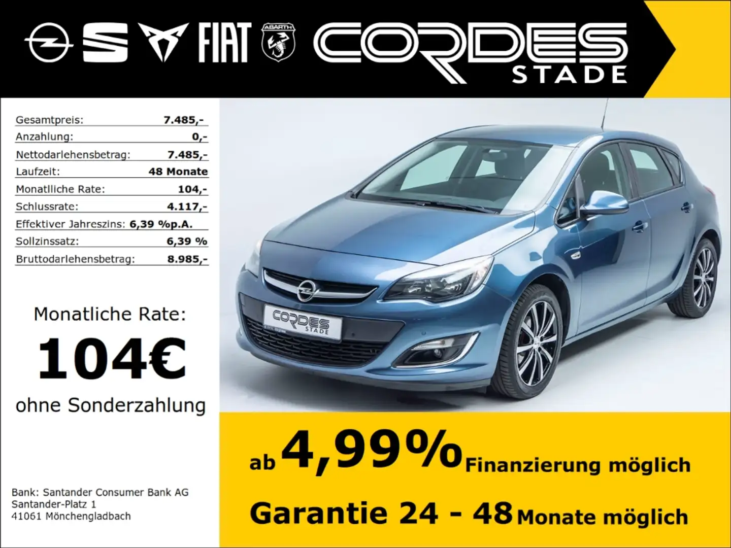 Opel Astra J Turbo PDC Alu Klima  AHK (7) Blau - 1