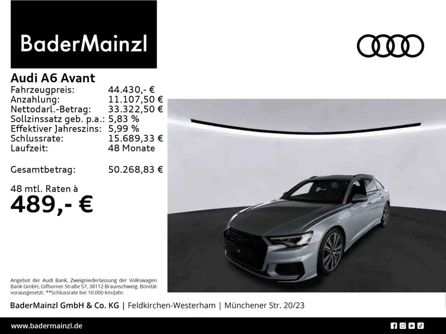 Audi A6 55 TFSI quattro S line Matrix HUD Leder Silber - 1