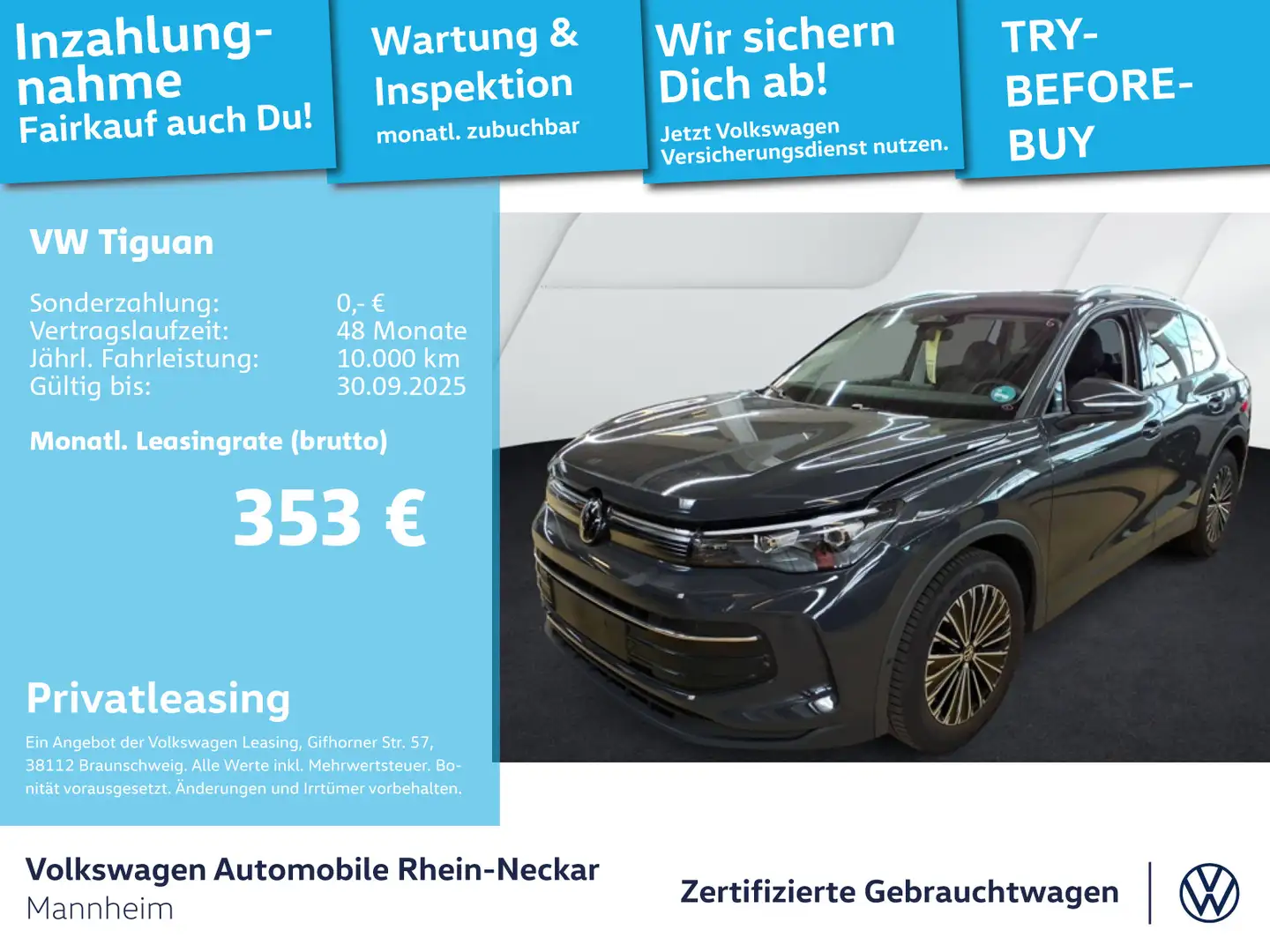 Volkswagen Tiguan 1.5 TSI neues Model! LED DSG AHK Navi uvm Grau - 1
