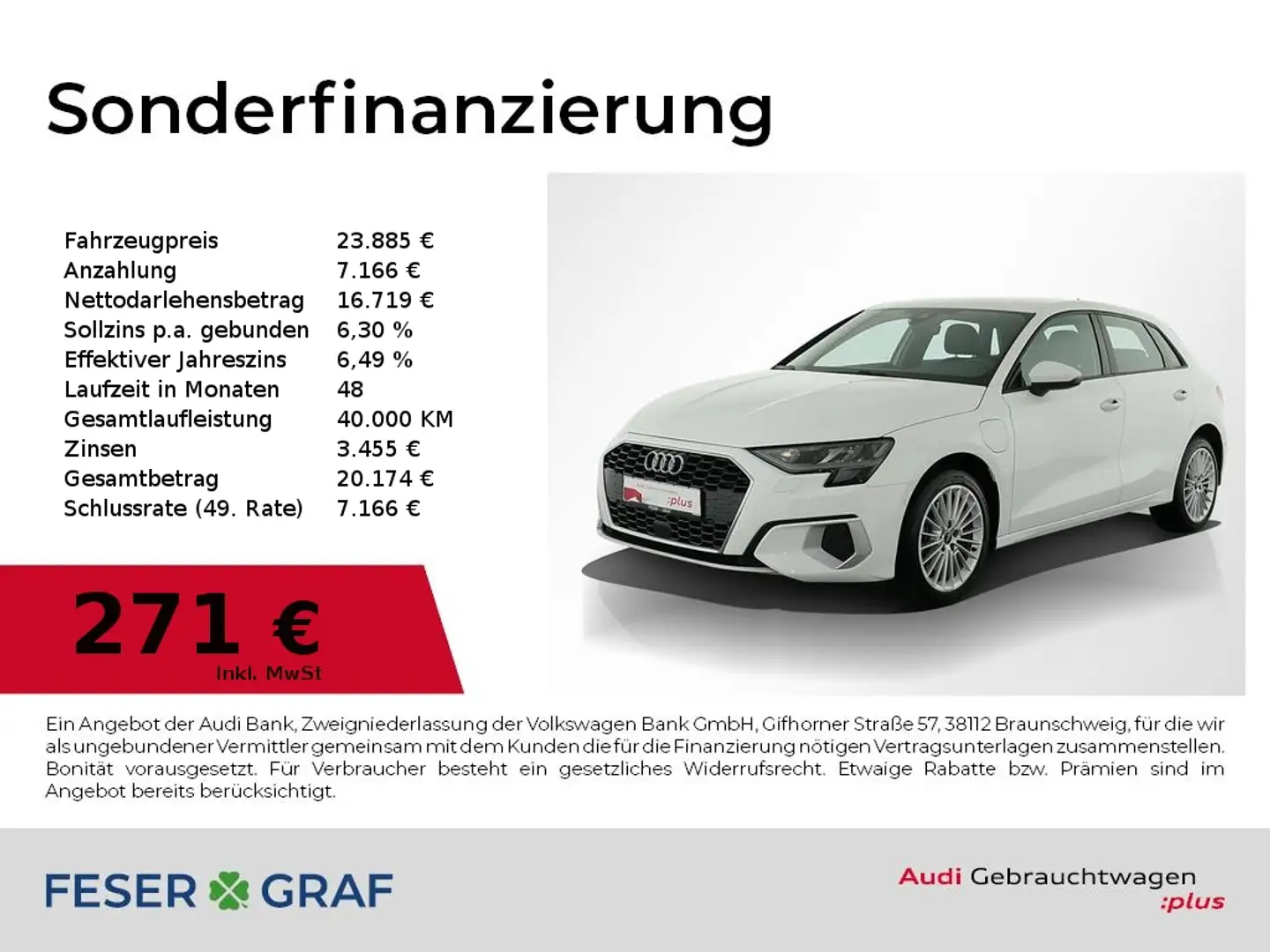 Audi A3 advanced 40 TFSI e S tronic Navi,Sitzhzg,PDC Bianco - 1