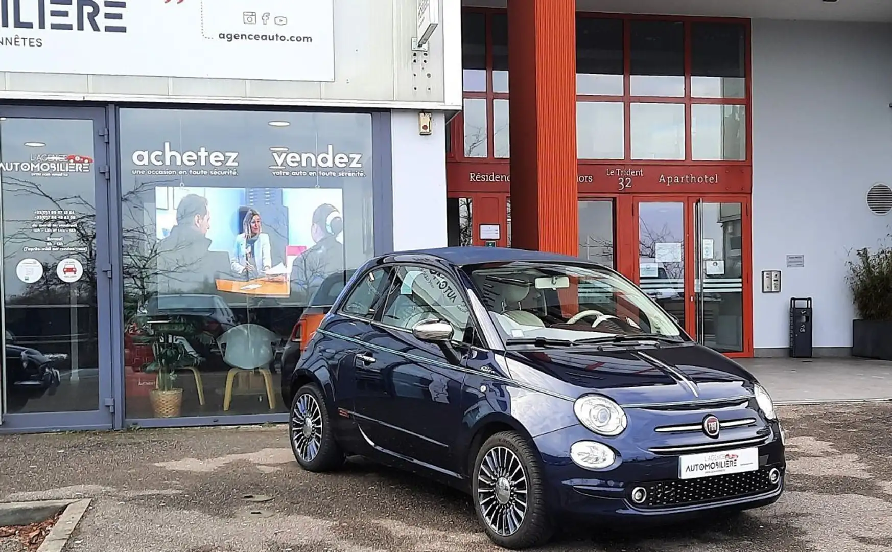 Fiat 500 0,9 Twinair RIVA Cabriolet 105CH 1ere MAIN Bleu - 1