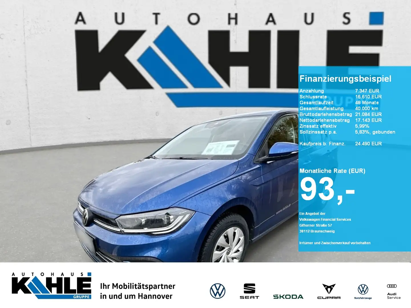 Volkswagen Polo 1.0 TSI DSG Style Navi LED ACC SHZ App PDC Blau - 1