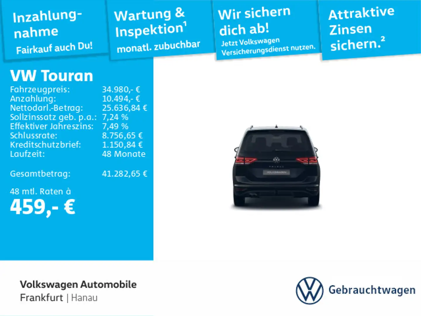 Volkswagen Touran 2.0 TDI DSG Goal DAB+ IQLight Navi FrontA Schwarz - 1