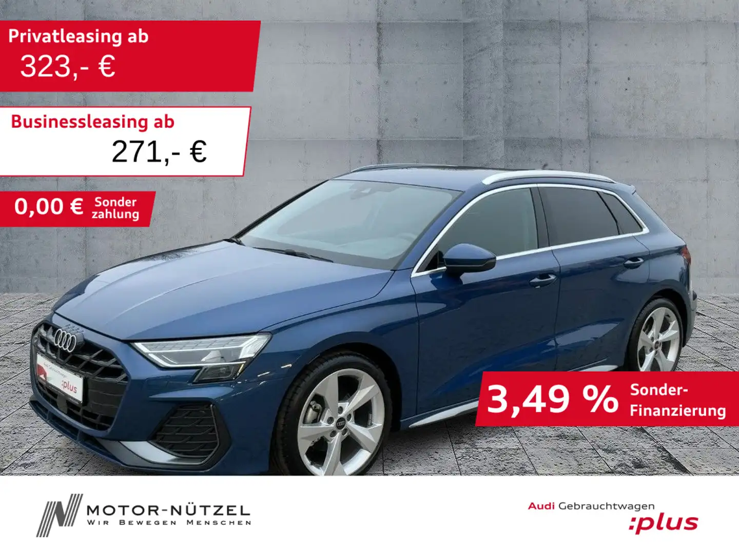 Audi A3 30 TFSI S-TR S-LINE LED+NAV+HuD+AHK Blau - 1