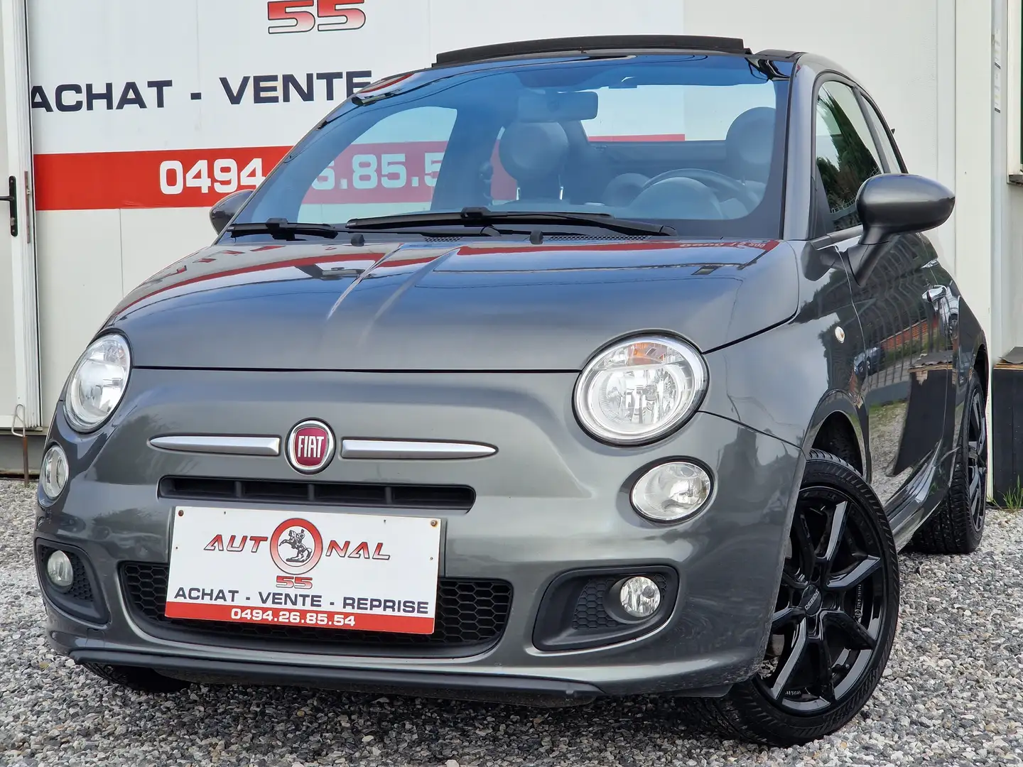 Fiat 500C SPORT 1.2i 69CH CABRIOLET*CARNET*CUIR*PDC*AIRCO Gris - 1