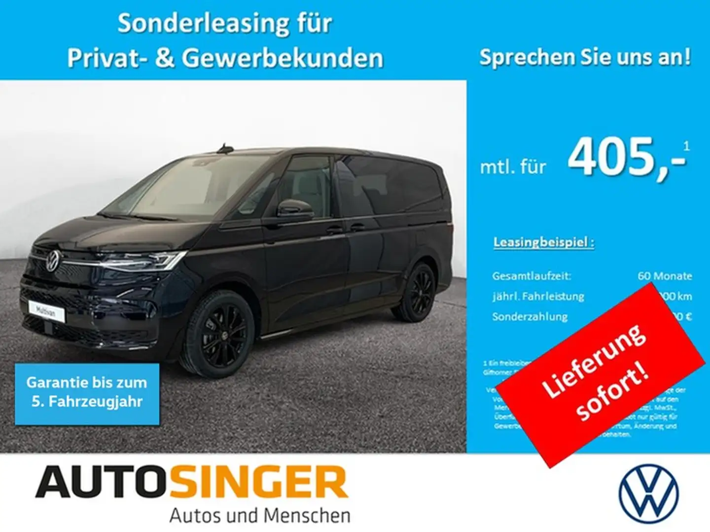 Volkswagen T7 Multivan GOAL TDI LANG LÜ 7-S*AHK*PANO*360*18" Zwart - 1