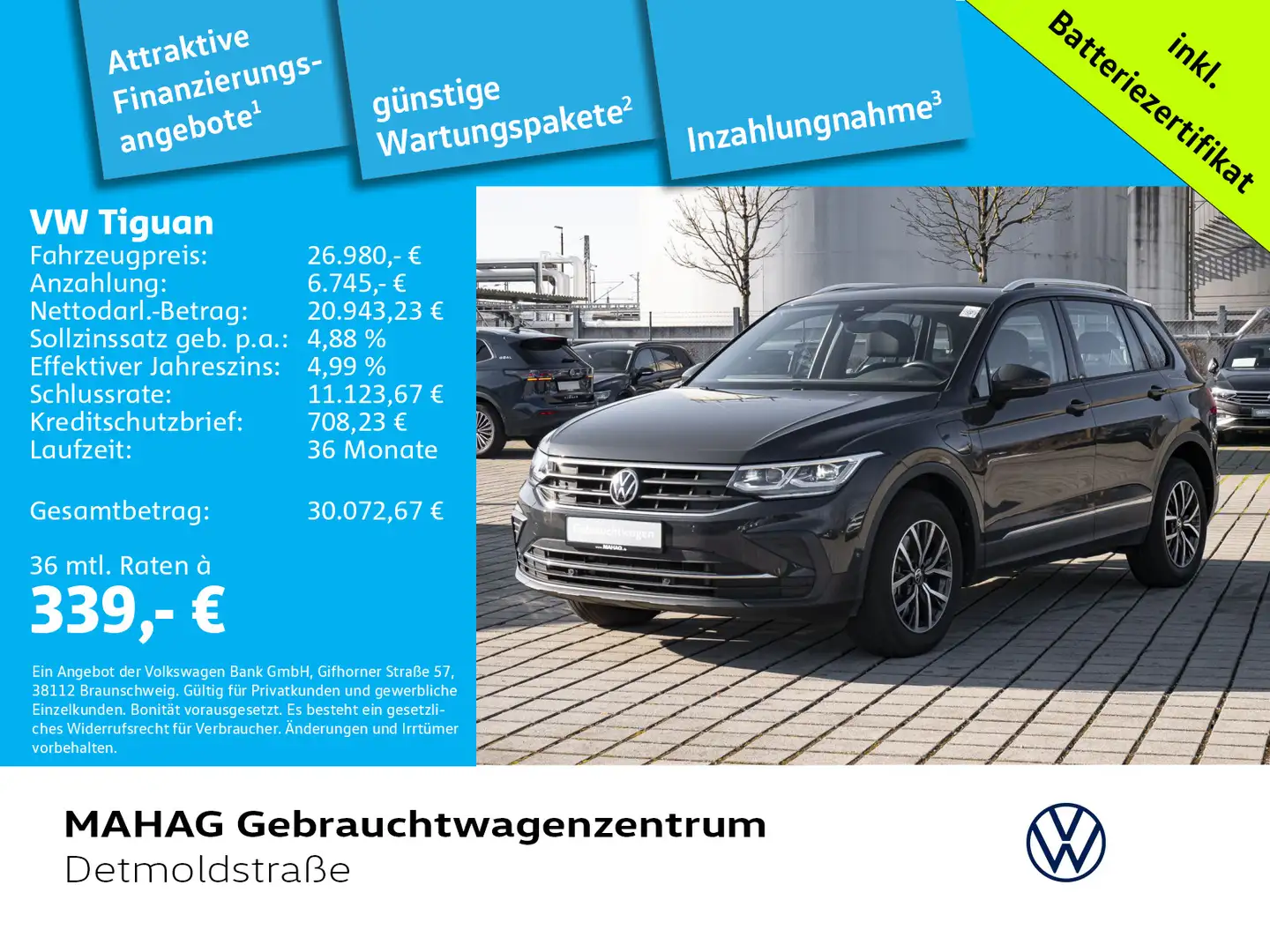 Volkswagen Tiguan 1.4 HYBRID LIFE MatrixLED AHK ACC ergoAct Grau - 1