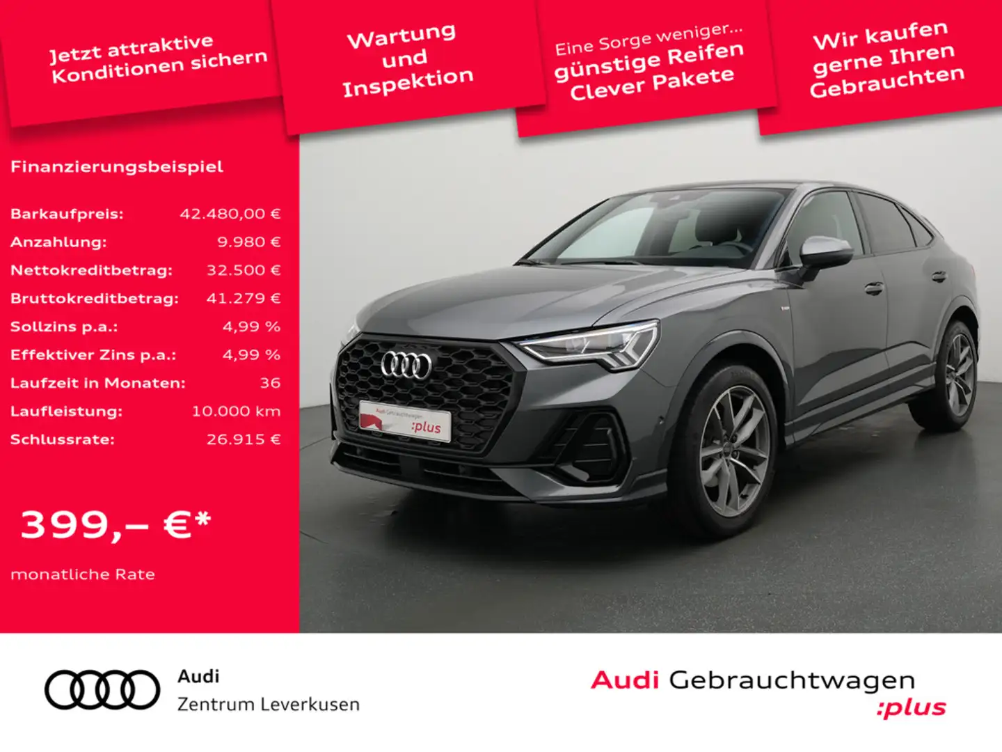 Audi Q3 Sportback 35 S line ACC AHK NAVI KAM SHZ Grau - 1