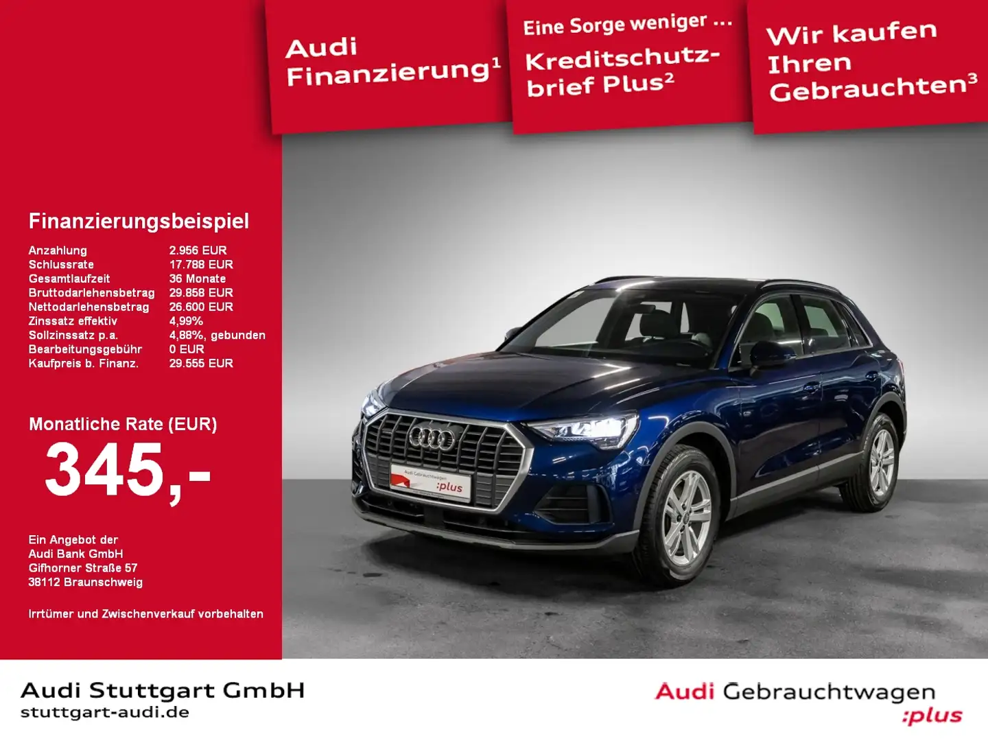 Audi Q3 35 TDI qu S line Leder Keyless virtCo 360° Blau - 1