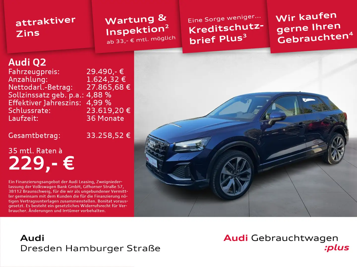 Audi Q2 35 TFSI Advanced Matrix Navi AHZV S tronic Blauw - 1