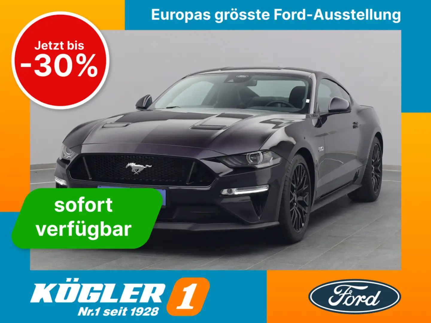 Ford Mustang GT Coupé V8 450PS Aut./Premium2 -11%* Paars - 1