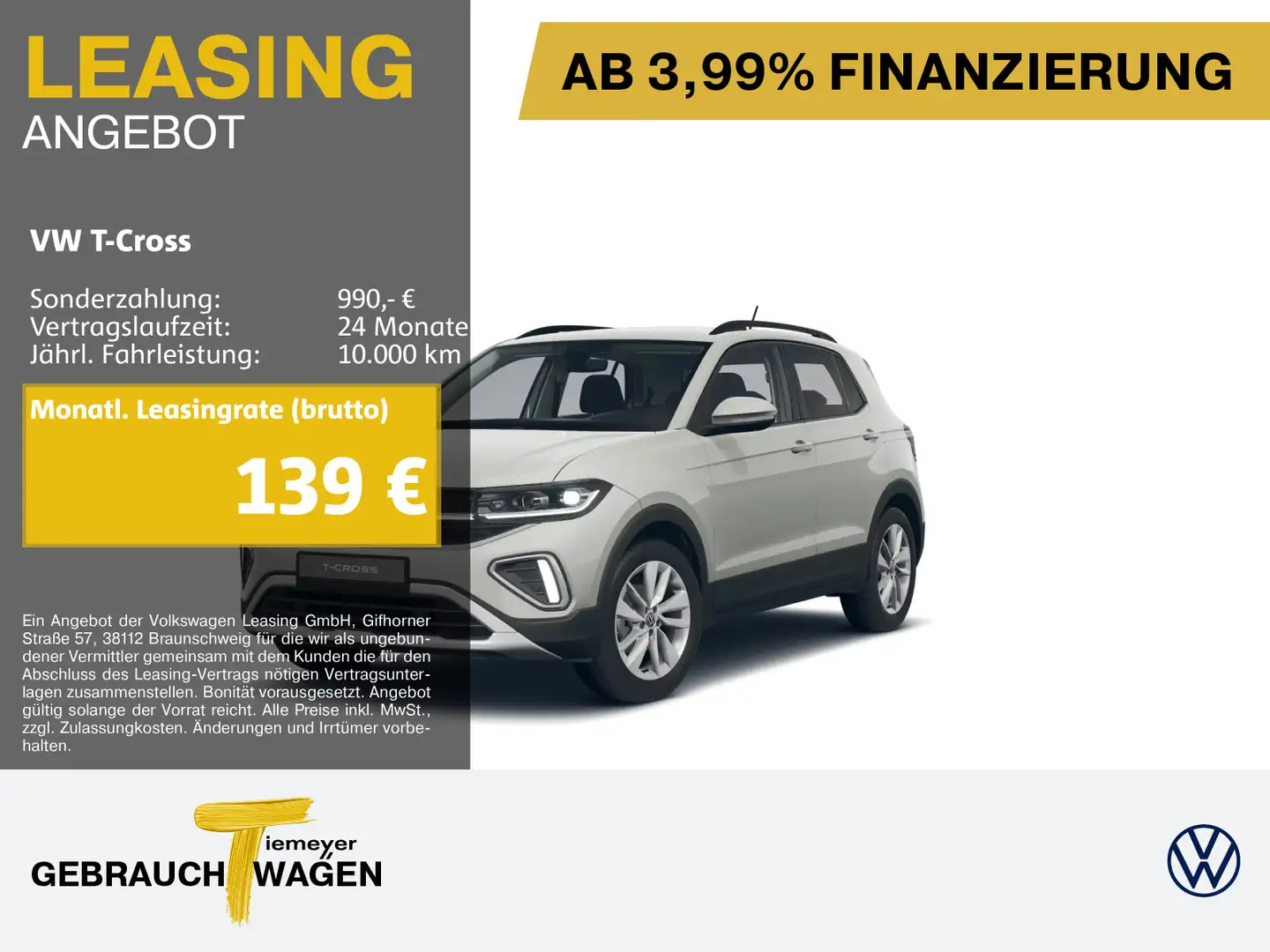 Volkswagen T-Cross 1.0 TSI DSG LIFE LM17 NAVI AHK KAMERA Grau - 1