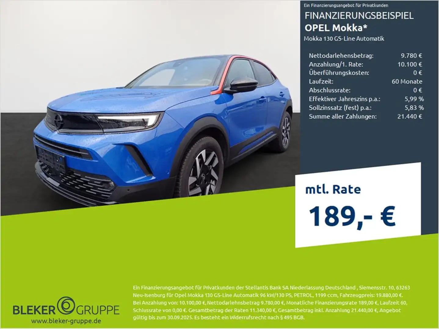 Opel Mokka 130 GS-Line Automatik Blau - 1