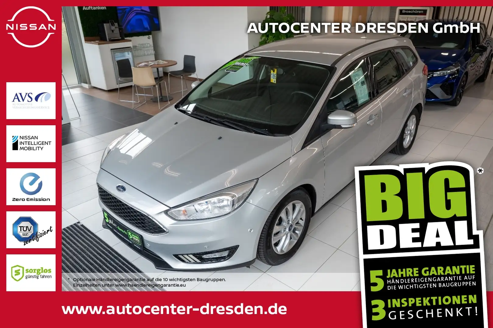 Ford Focus Turnier 1.5 TDCi Business Navi+PDC+ParkAss Zilver - 1