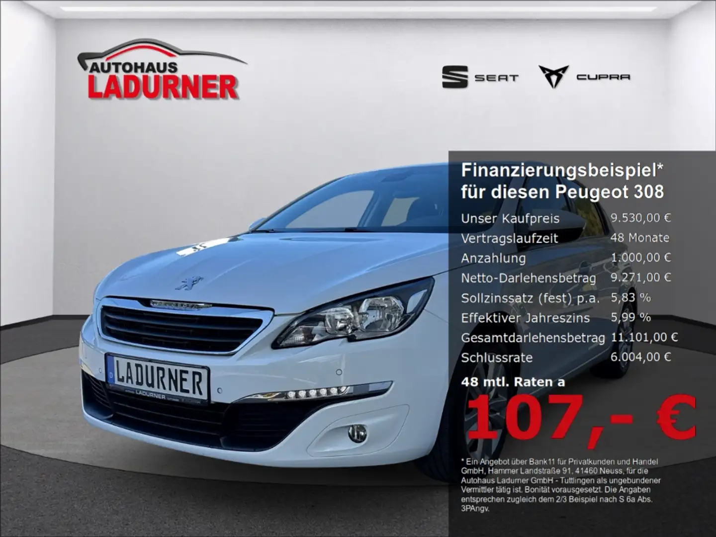 Peugeot 308 Active 1.2 e-THP PureTech 130 PDC/SHZ/Kamera Blanc - 1