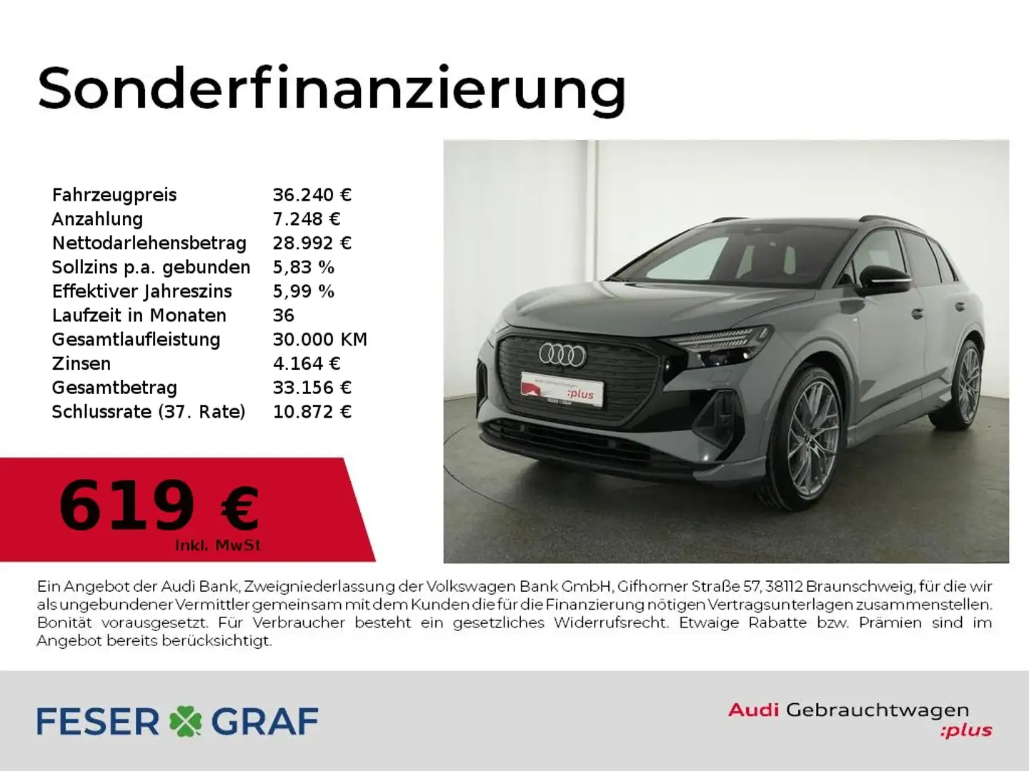 Audi Q4 e-tron 40 e-tron S line Matrix / PANO / SONOS / AHK Grau - 1