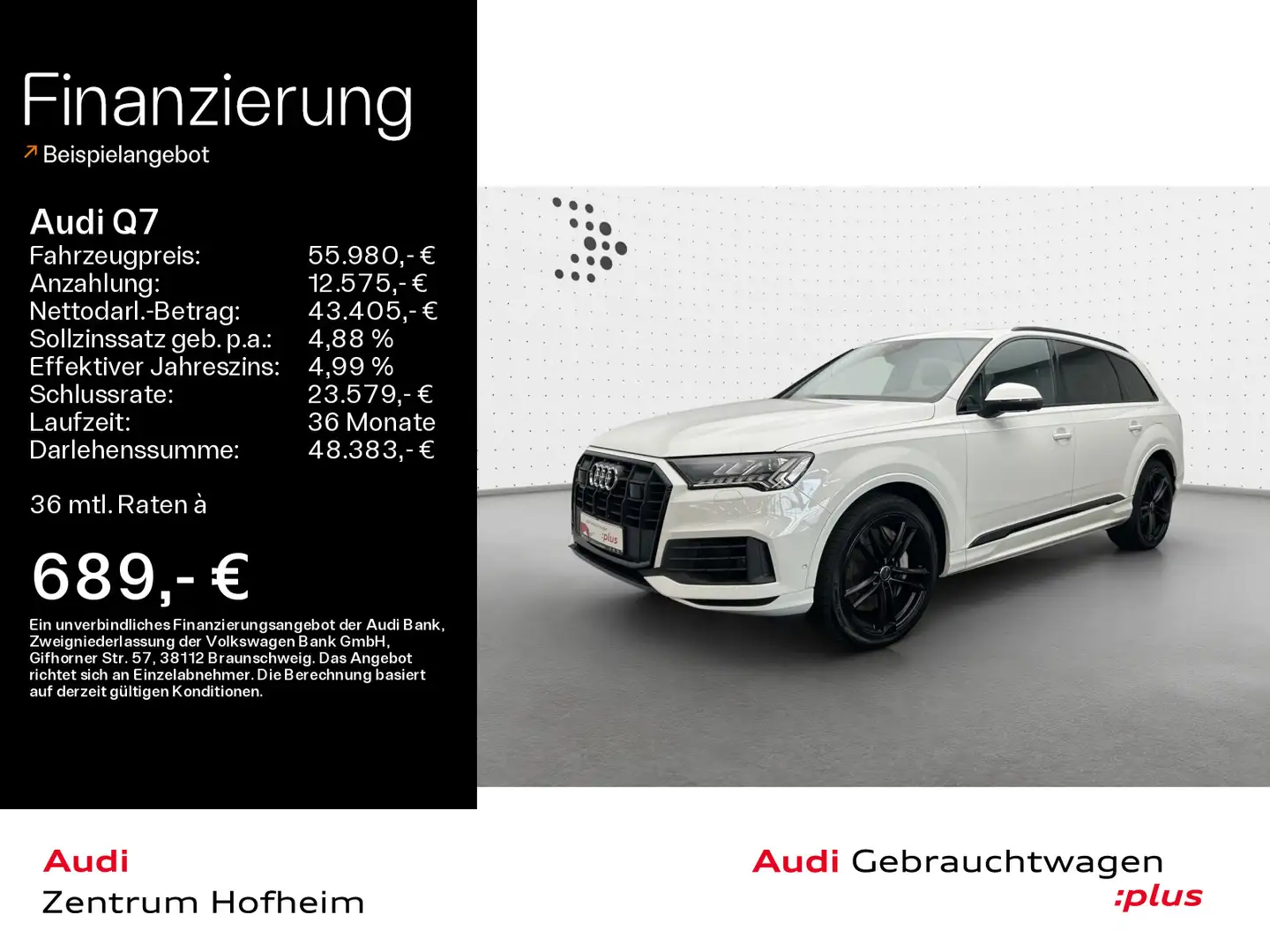 Audi Q7 55 TFSIe qu S line tip*Air*B&O*Pano*Matrix*Vi Weiß - 1