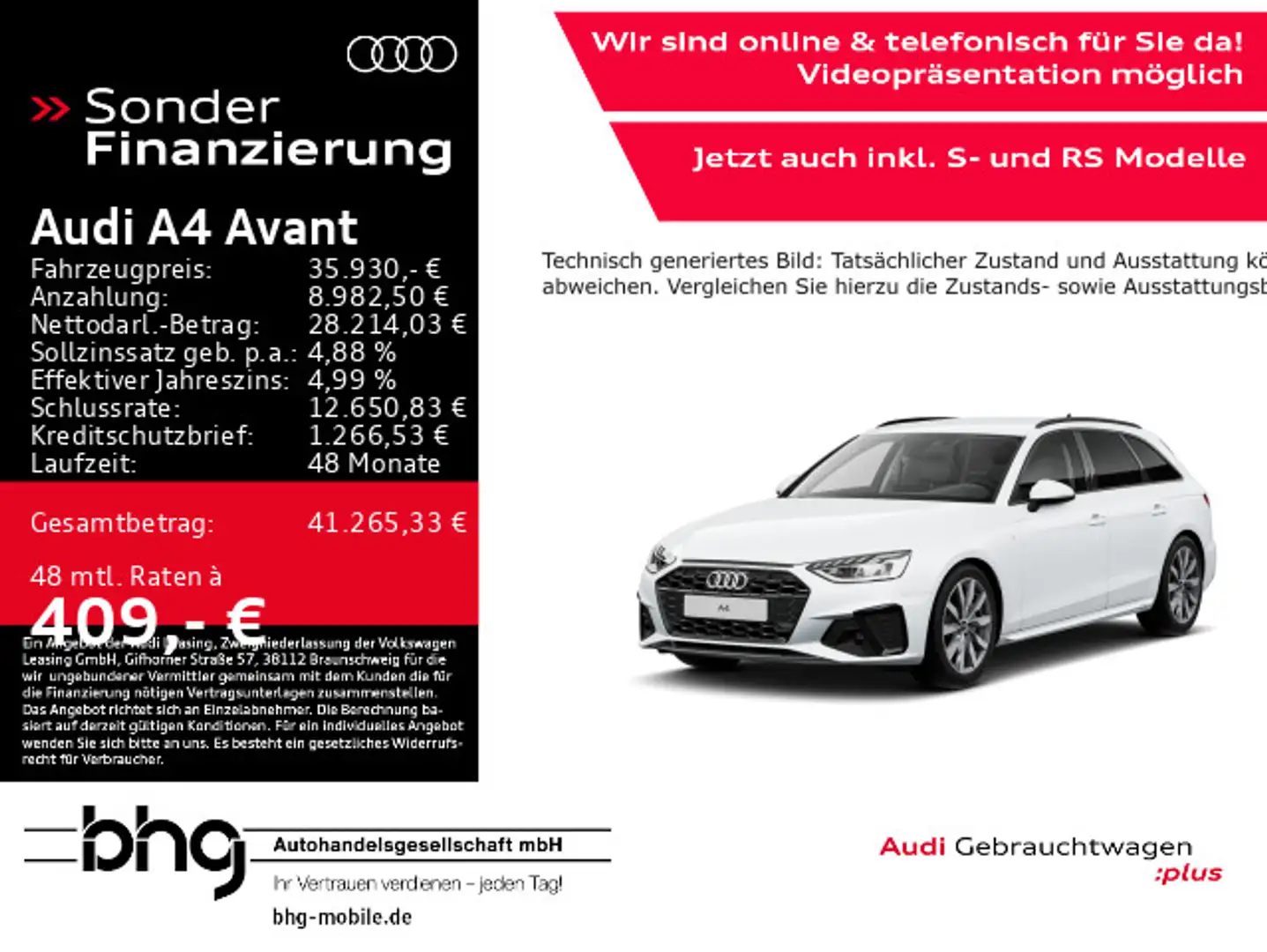Audi A4 40 TFSI S-tronic S-Line Business Navi Weiß - 1