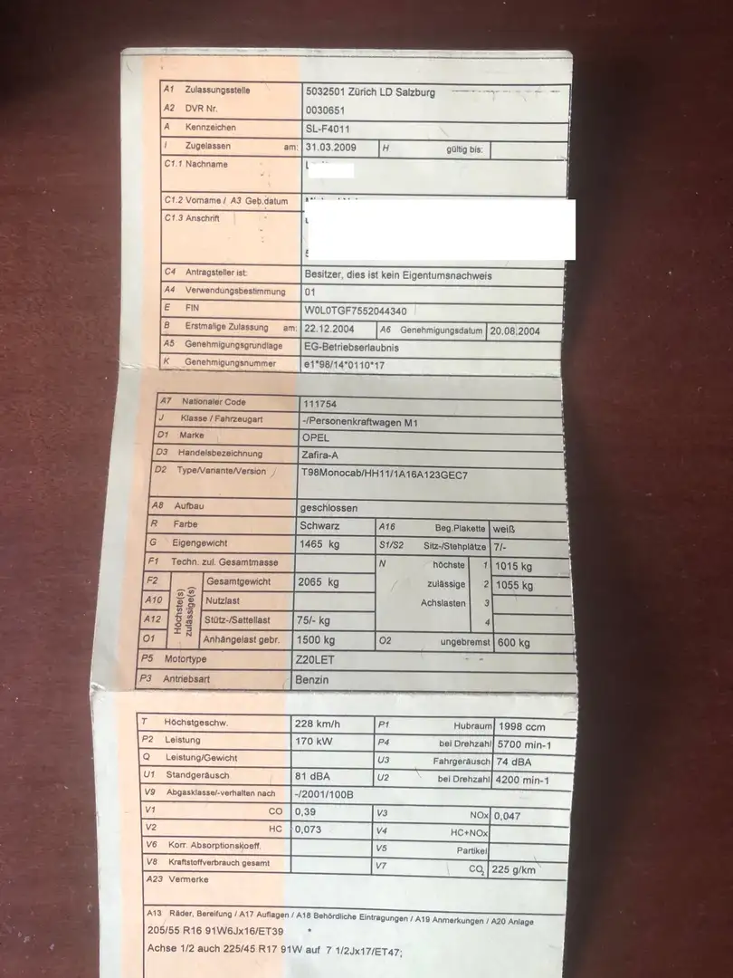 Opel Zafira T98 Monocab/HH11/1A Schwarz - 1