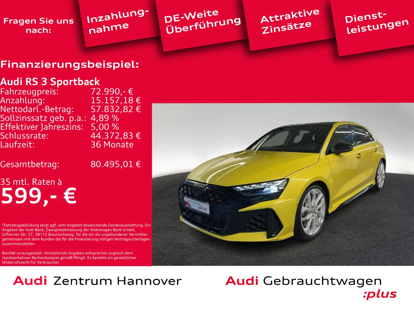 Audi RS3 Sportback 294(400) kW(PS) S tronic Gelb - 1