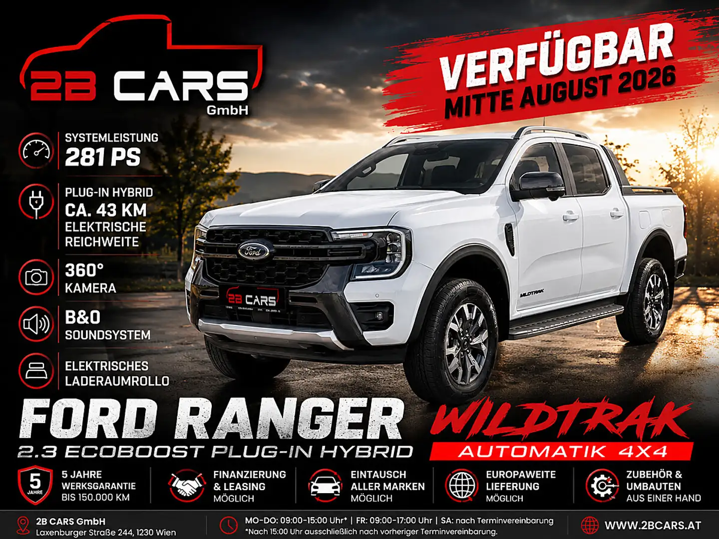 Ford Ranger Ranger Wildtrak e-4WD 2.3 EcoBoost El.Rollo, 5 ... Weiß - 1