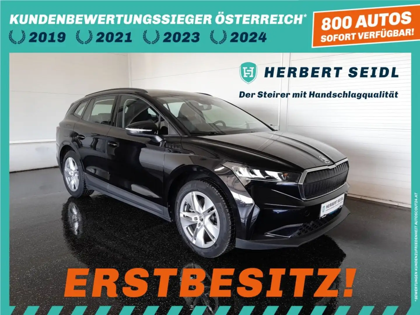 Skoda Enyaq 50 iV AUT *TEILLEDER / 19 ZOLL / VOLL-LED / NAVI / KAMERA / TEMPOMAT / KEYLESS / VERKEHRSZEICHENASSIST* Schwarz - 1