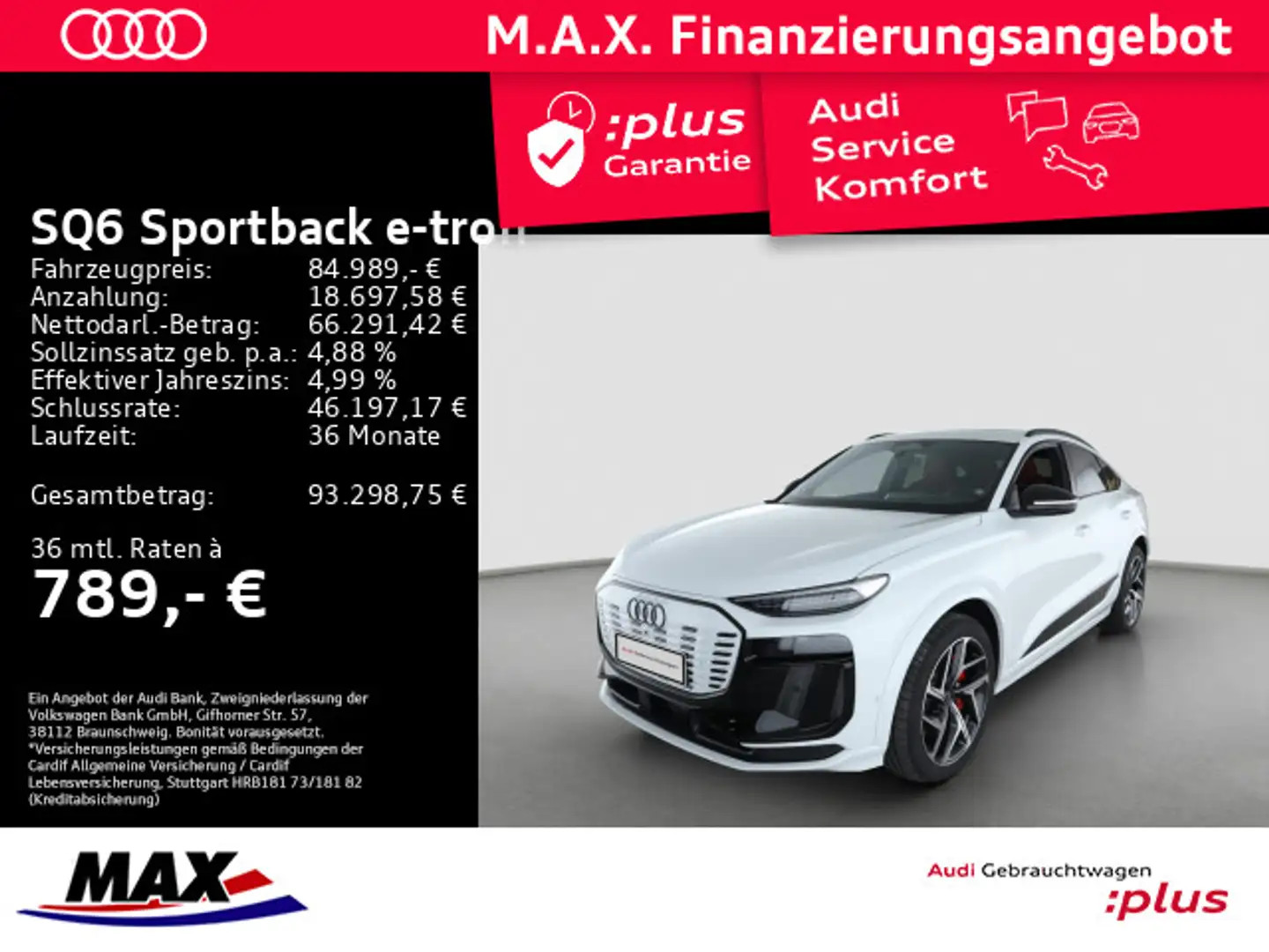 Audi SQ6 e-tron SQ6 e-tron Sportback QUATT MATRIX+AHK+PANO+RAUTE Weiß - 1
