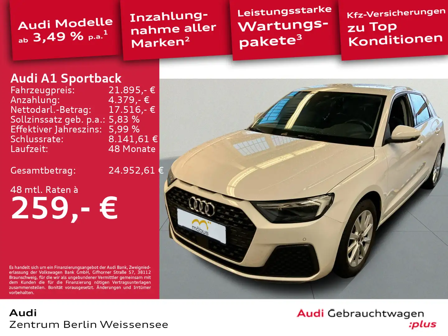 Audi A1 25 TFSI S-TRO*GANZJR*APP*LED*RFK** Weiß - 1
