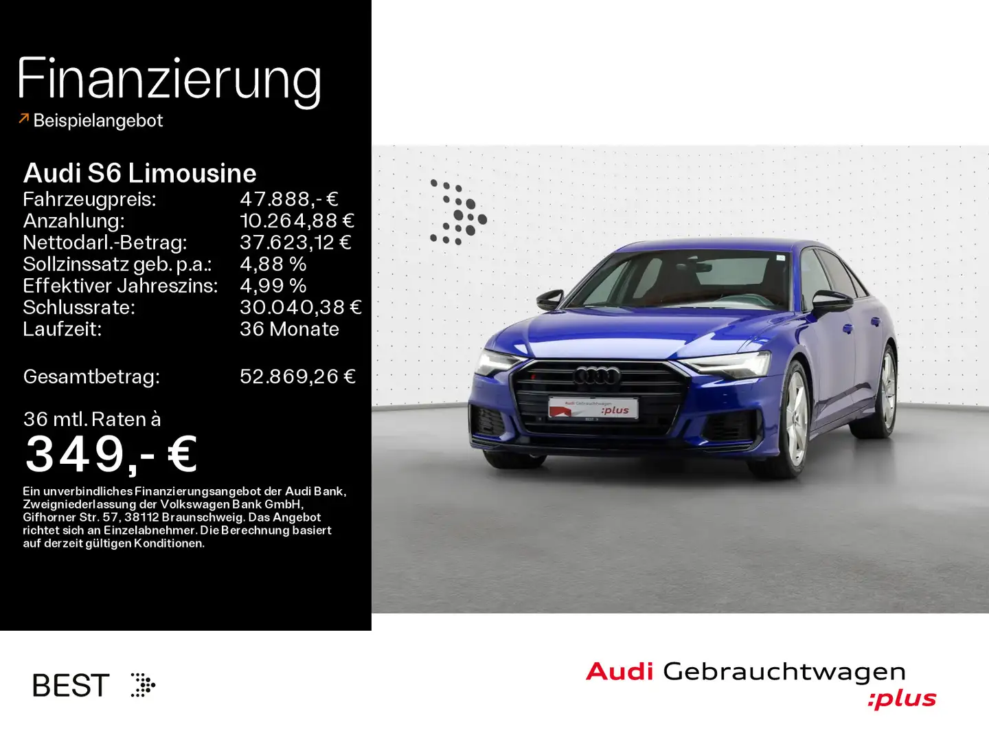 Audi S6 Matrix*B&O*Optik schwarz plus*Leder Blau - 1