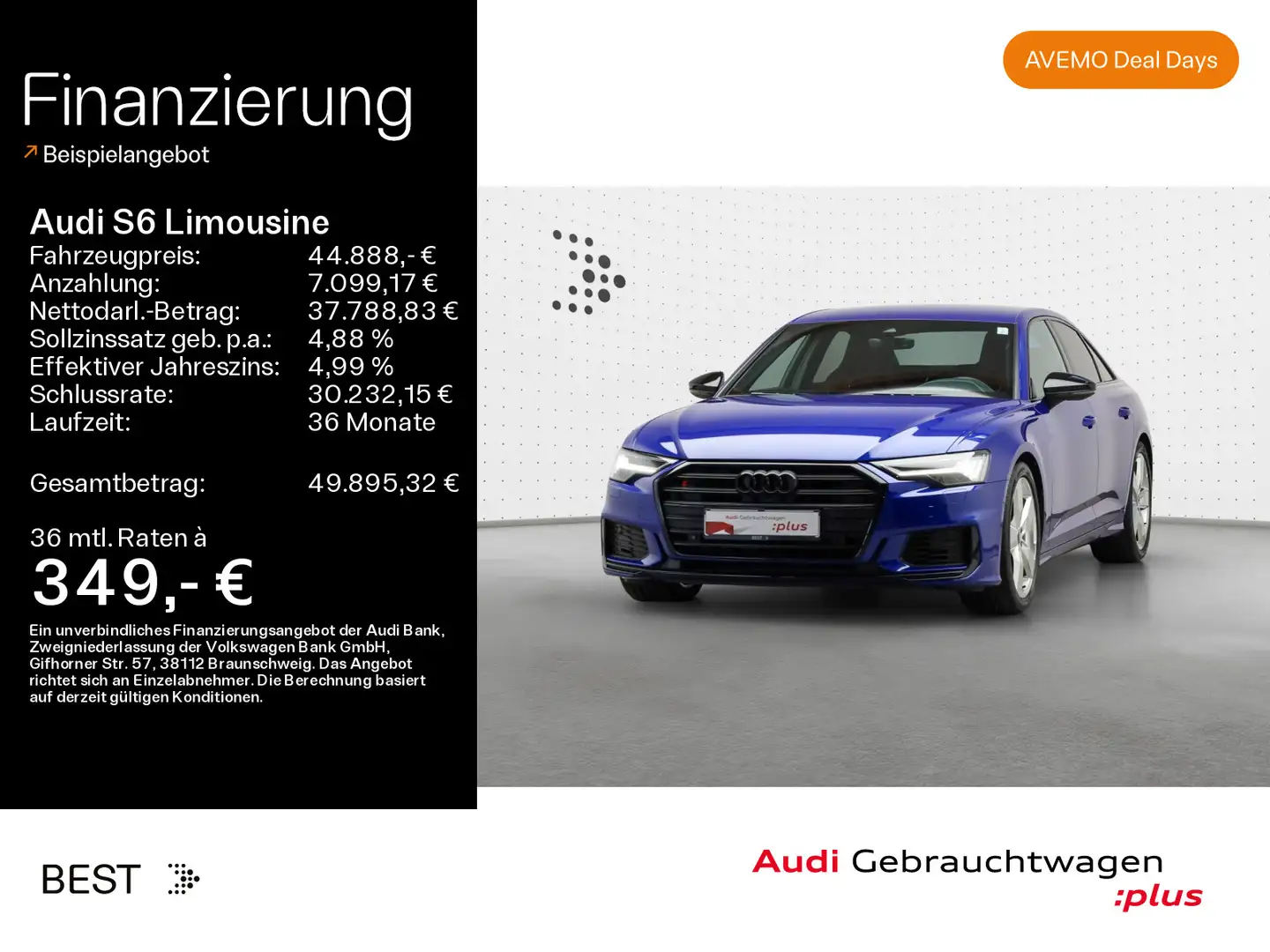 Audi S6 Matrix*B&O*Optik schwarz plus*Leder Blau - 1