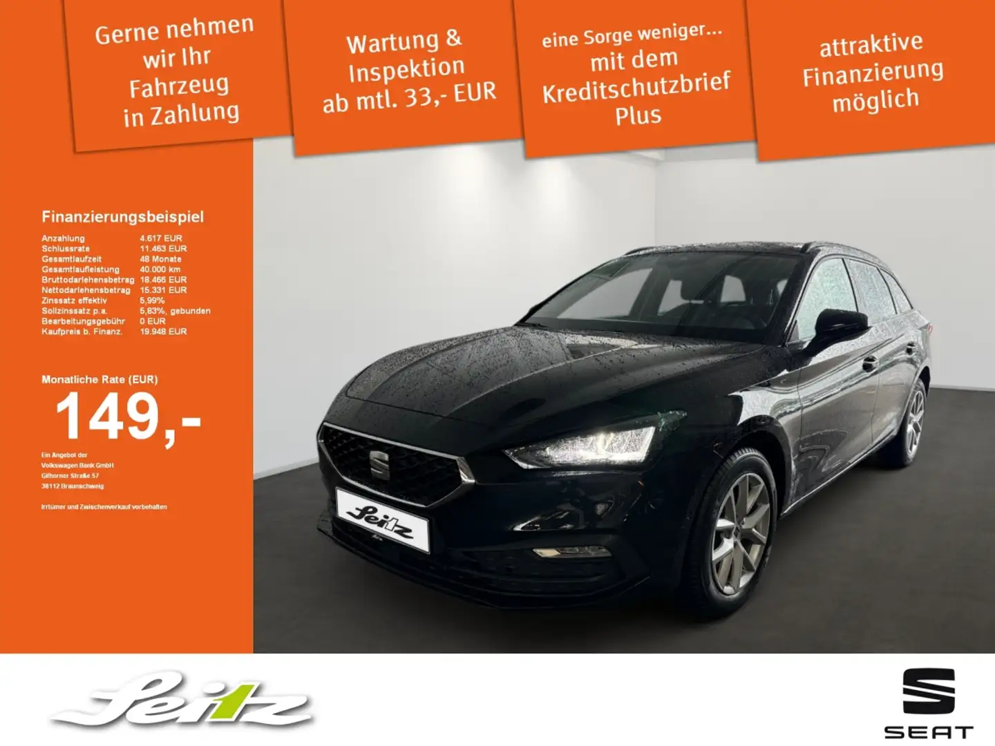 SEAT Leon Sportstourer 1.5 eTSI Style *LED*PDC*NAVI* Noir - 1