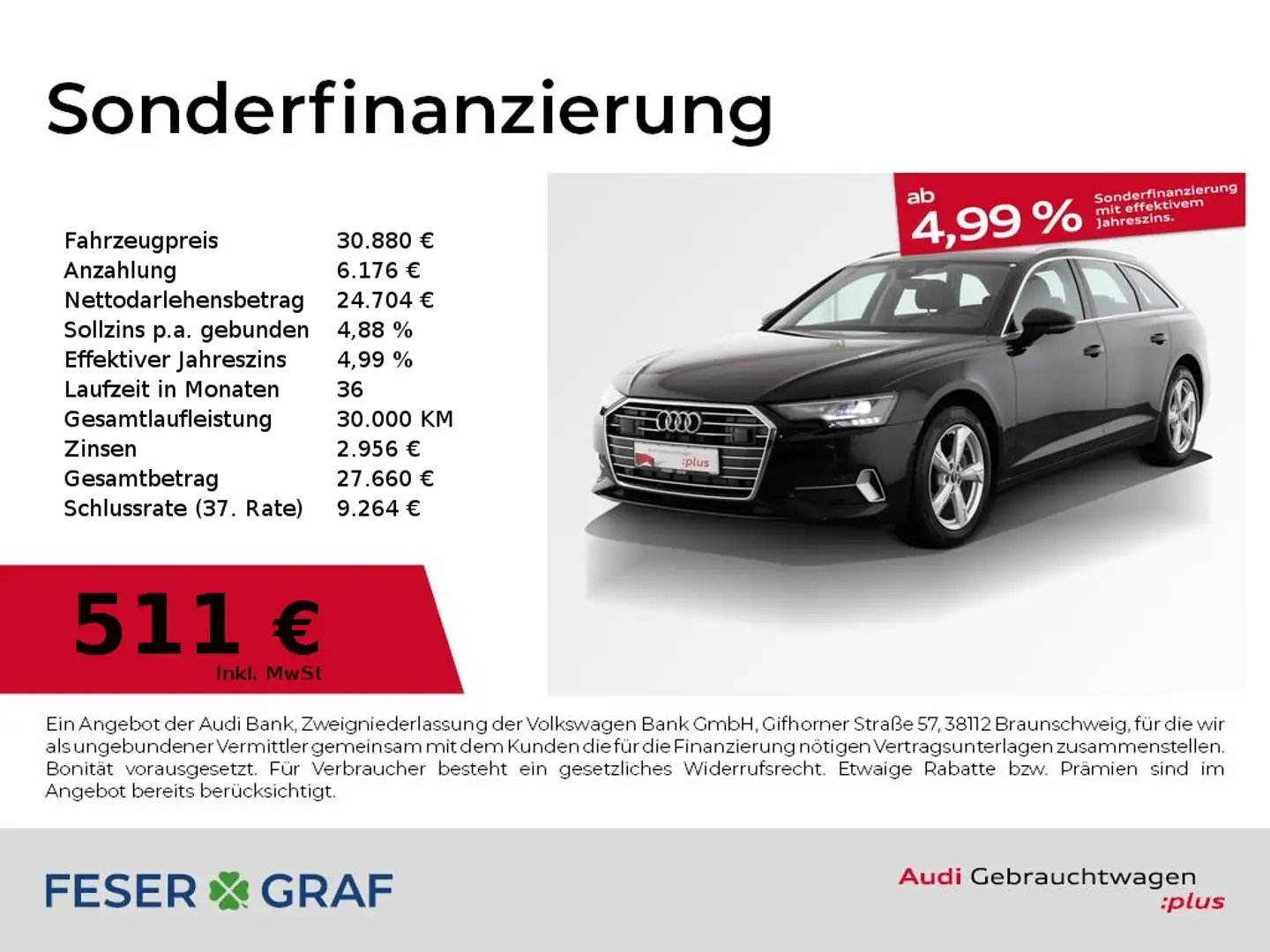 Audi A6 Avant 40 TDI sport Navi Plus/ LED/ DAB Schwarz - 1